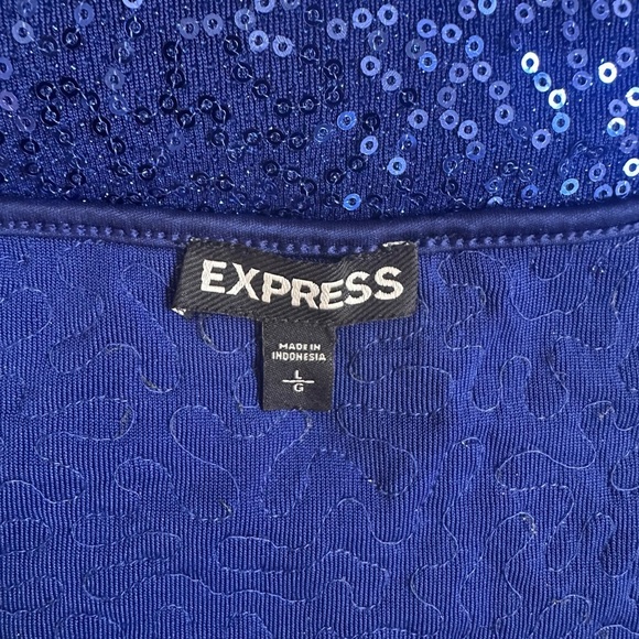 Express Royal Blue Patterned Blouse - Picture 7 of 12